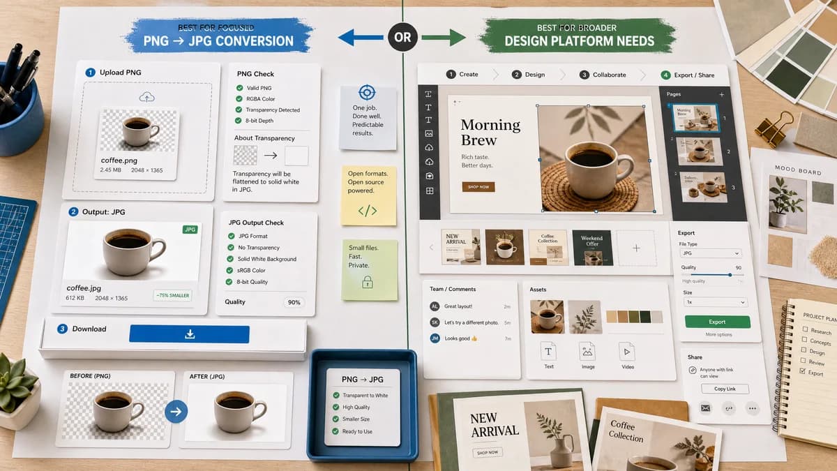 PNG to JPG Converter vs Canva visual comparison of image optimization workflows