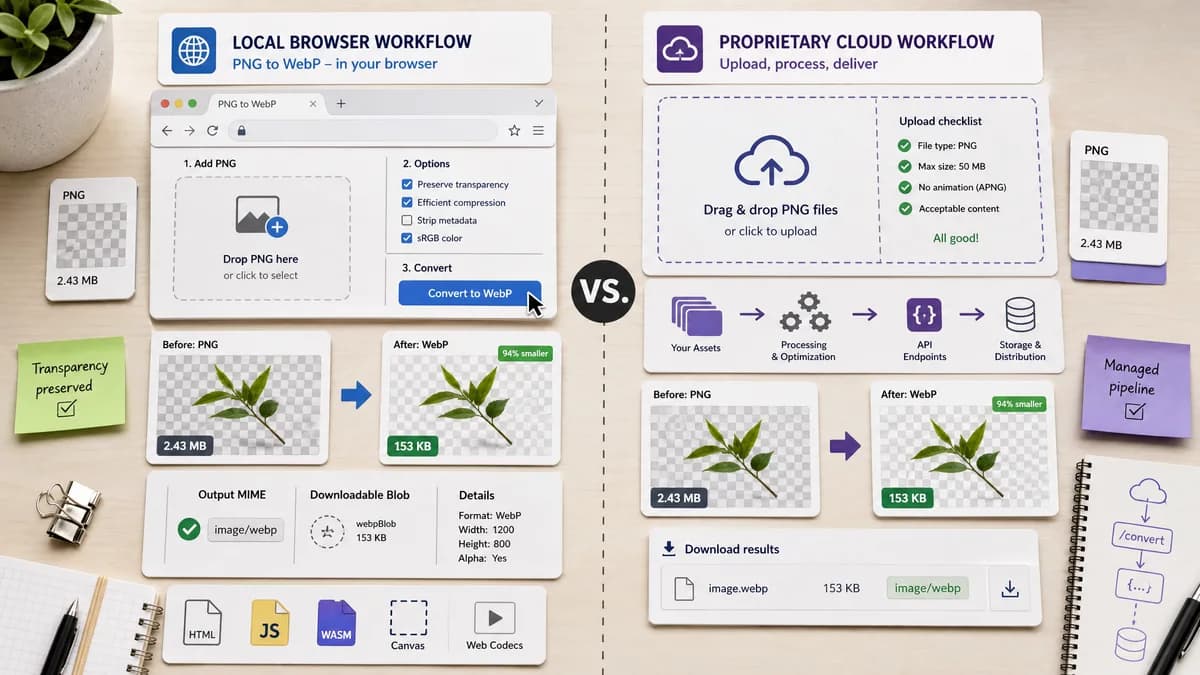 Open Source Alternatives to Cloudinary visual comparison with PNG to WebP Converter