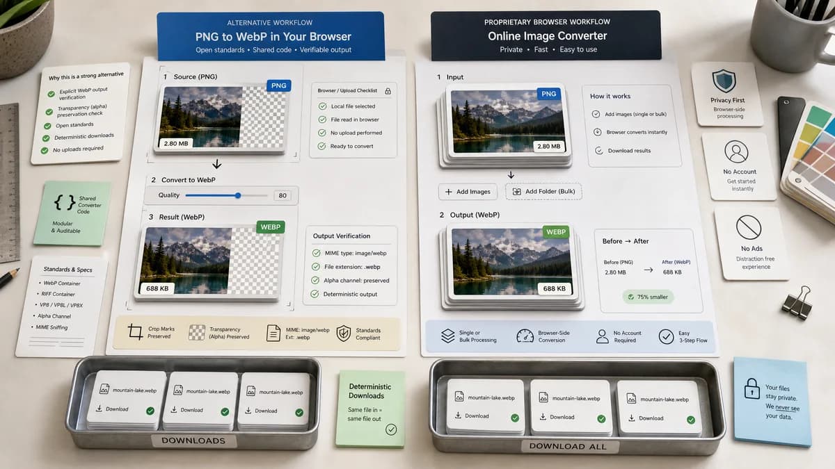 Open Source Alternatives to Picflow visual comparison with PNG to WebP Converter