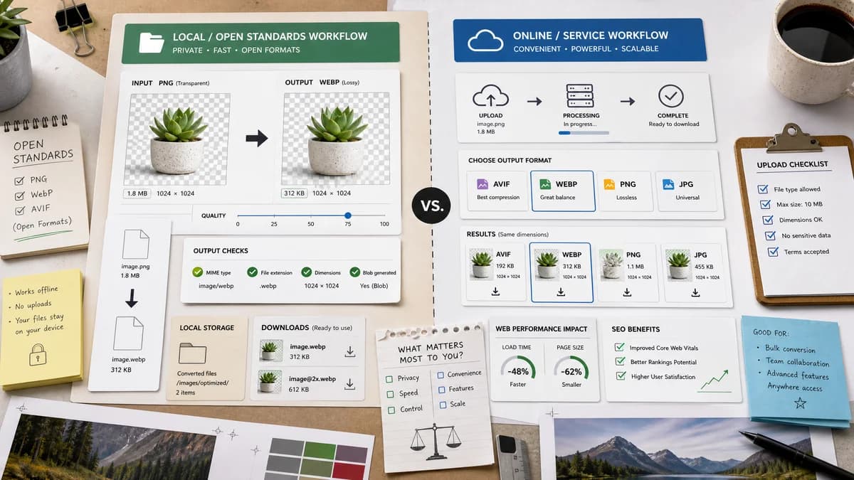 Open Source Alternatives to Tinify visual comparison with PNG to WebP Converter