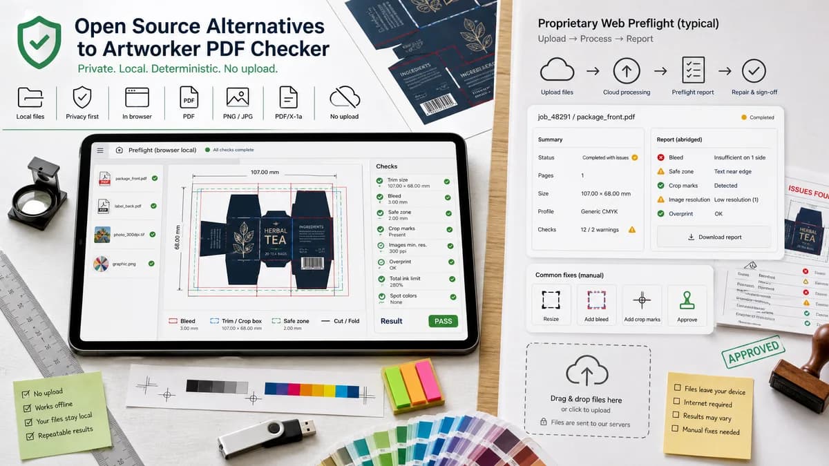 Open Source Alternatives to Artworker PDF Checker visual comparison with Print Bleed Border Checker