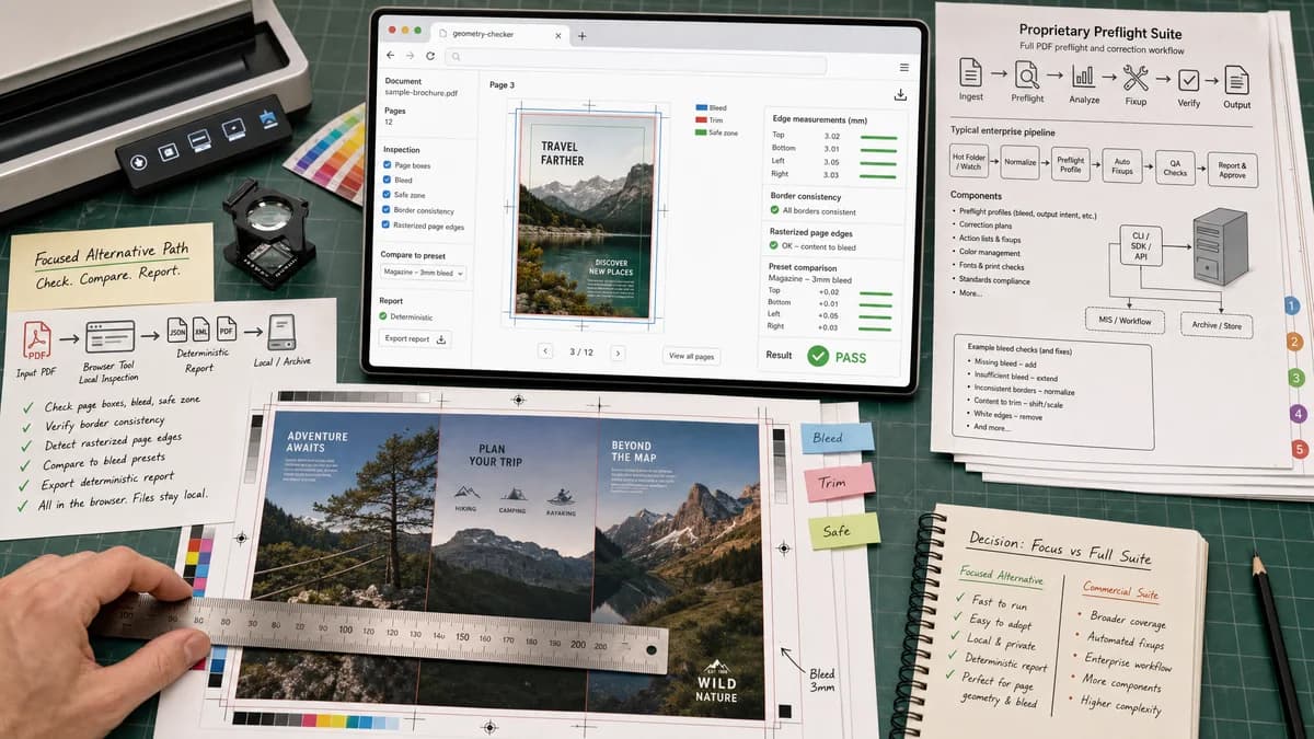 Open Source Alternatives to callas pdfToolbox visual comparison with Print Bleed Border Checker