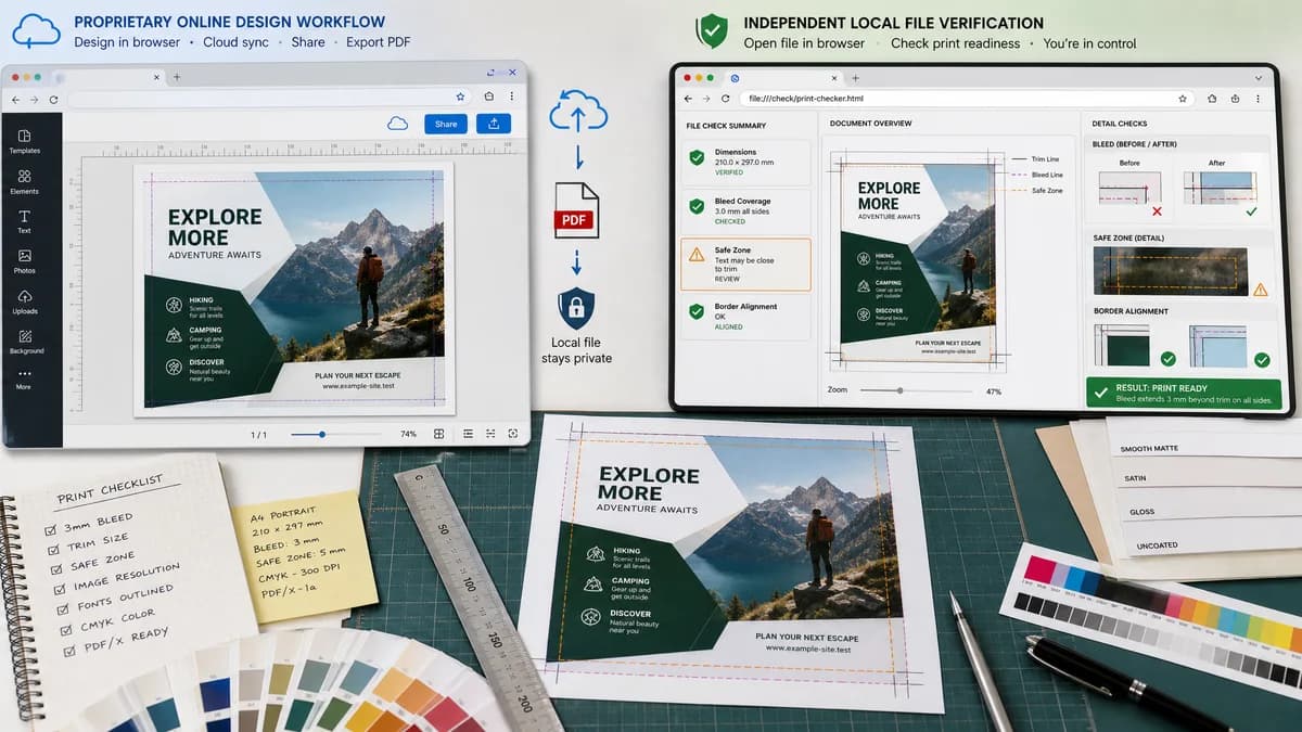 Open Source Alternatives to Canva visual comparison with Print Bleed Border Checker