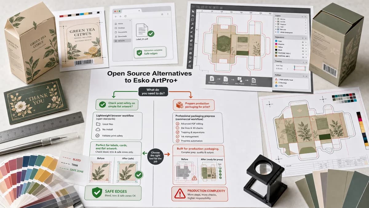 Open Source Alternatives to Esko ArtPro+ visual comparison with Print Bleed Border Checker