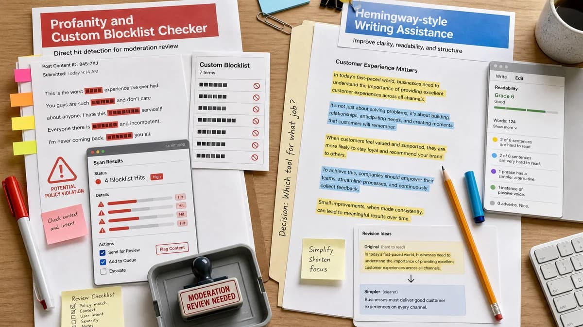 Profanity and Custom Blocklist Checker vs Hemingway Editor comparison detail image