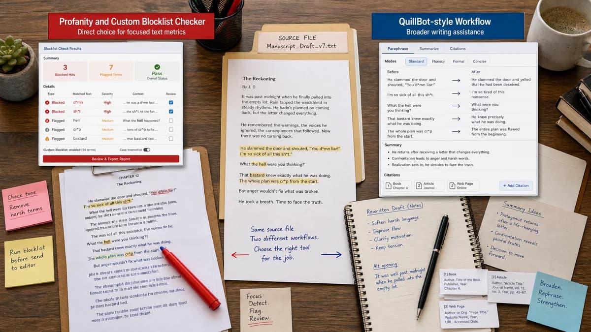 Profanity and Custom Blocklist Checker vs QuillBot comparison detail image