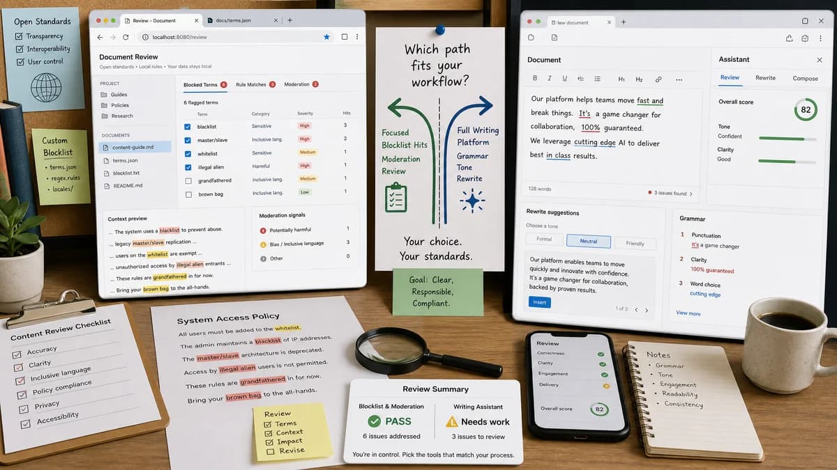 Open Source Alternatives to Grammarly detail image for Profanity and Custom Blocklist Checker