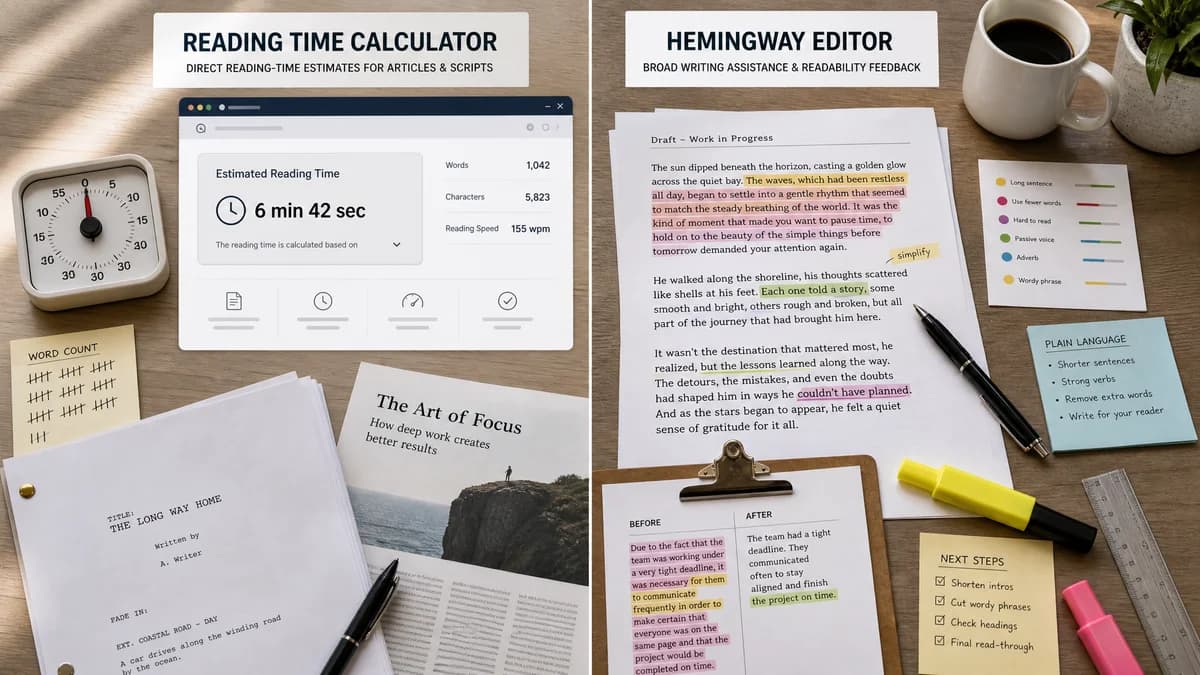 Reading Time Calculator vs Hemingway Editor comparison detail image