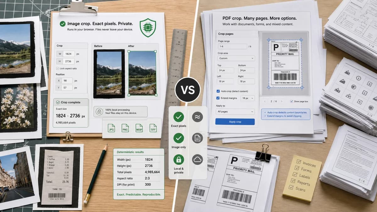 Scan Border Cropper vs PDFResizer Crop PDF visual comparison of scan border cropper workflows