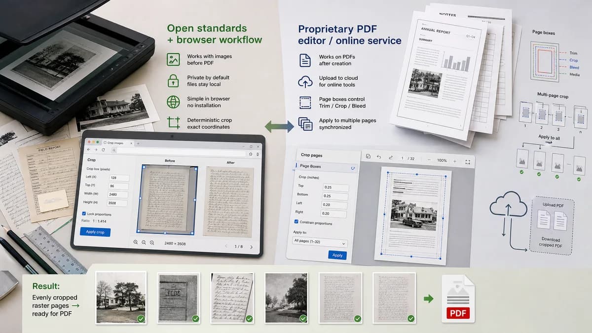 Open Source Alternatives to Adobe Acrobat visual comparison with Scan Border Cropper