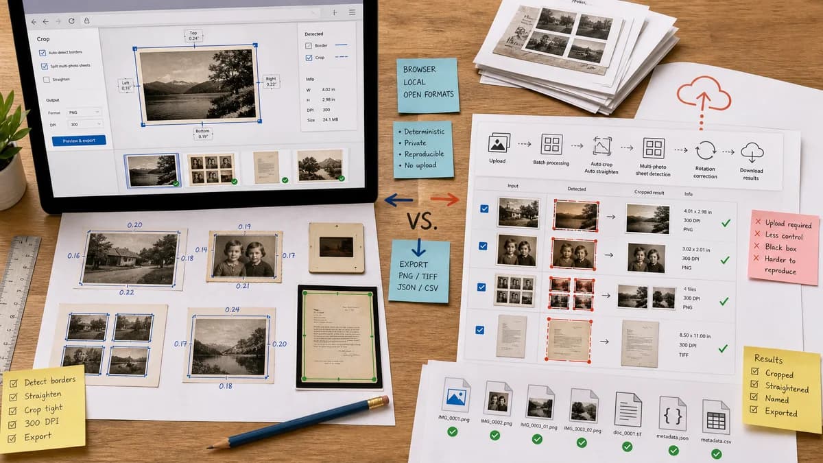 Open Source Alternatives to AutoCropper visual comparison with Scan Border Cropper