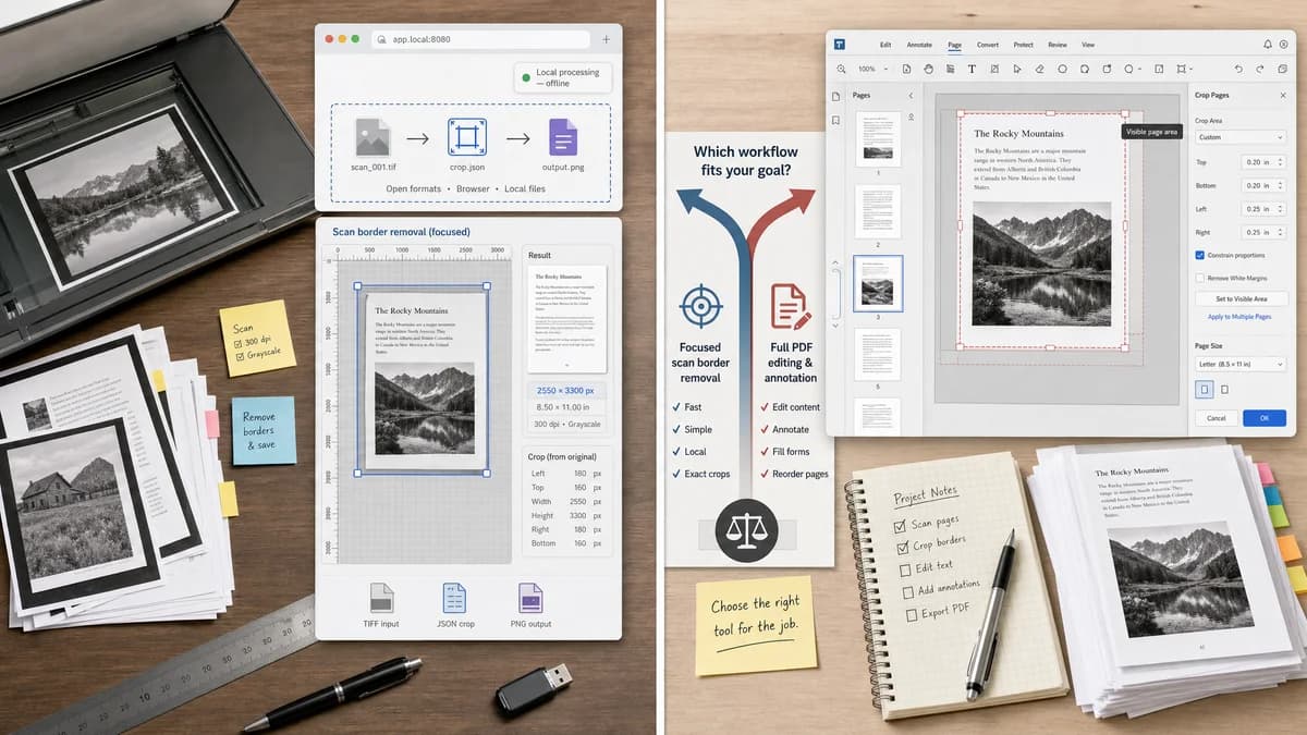 Open Source Alternatives to PDF-XChange Editor visual comparison with Scan Border Cropper