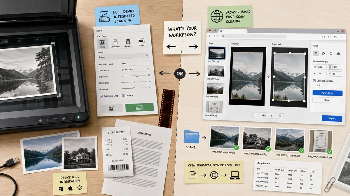 Open Source Alternatives to VueScan visual comparison with Scan Border Cropper