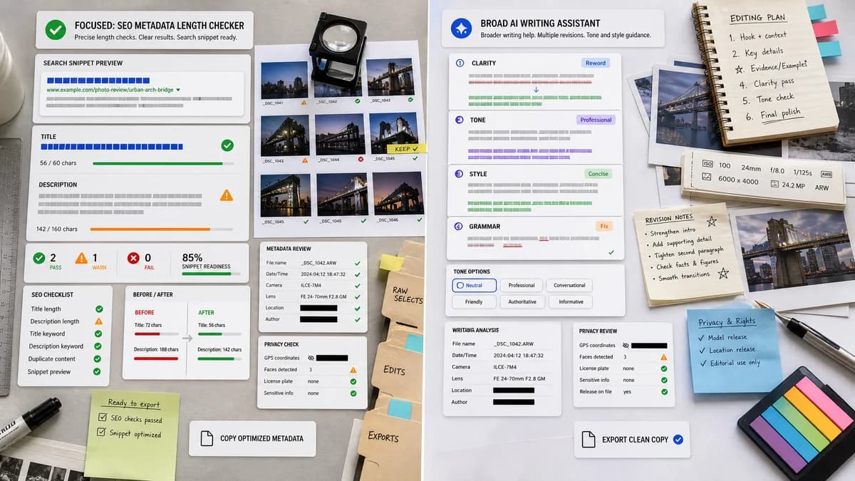 SEO Meta Title and Description Length Checker vs Grammarly comparison detail image