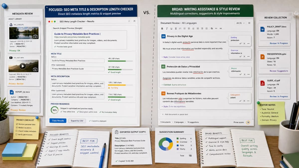 SEO Meta Title and Description Length Checker vs LanguageTool comparison detail image