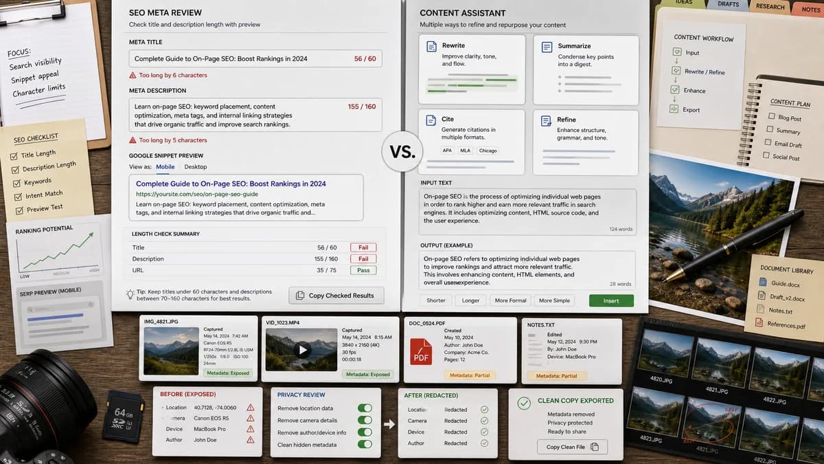 SEO Meta Title and Description Length Checker vs QuillBot comparison detail image