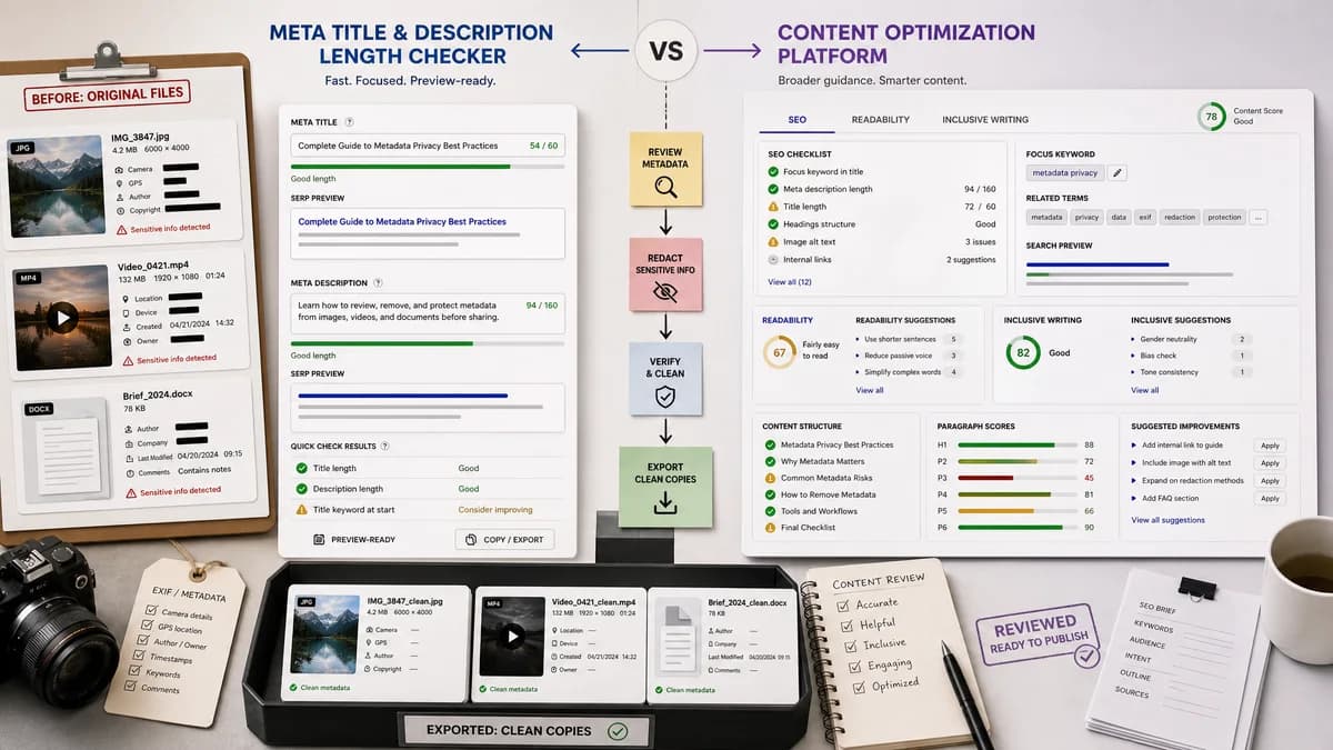 SEO Meta Title and Description Length Checker vs Textmetrics comparison detail image