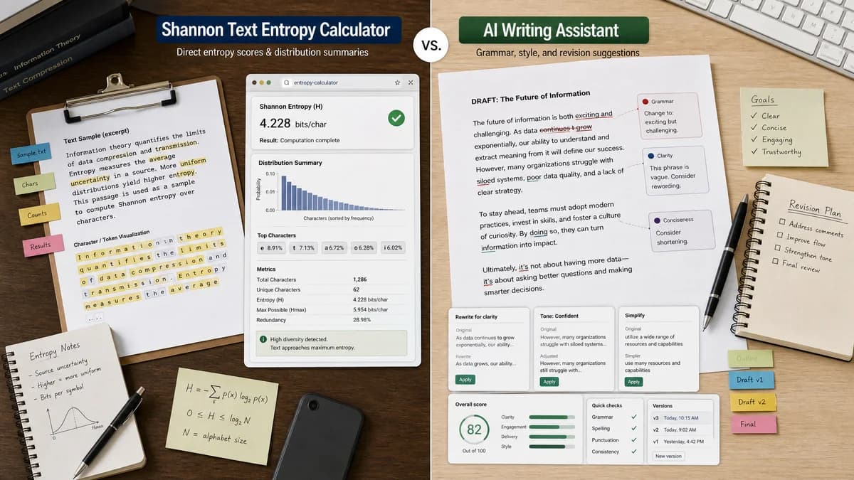 Shannon Text Entropy Calculator vs Grammarly comparison detail image