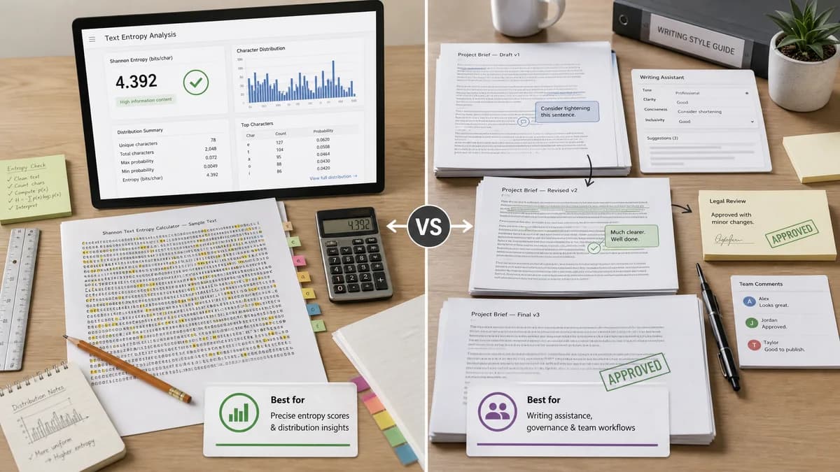 Shannon Text Entropy Calculator vs Writer comparison detail image