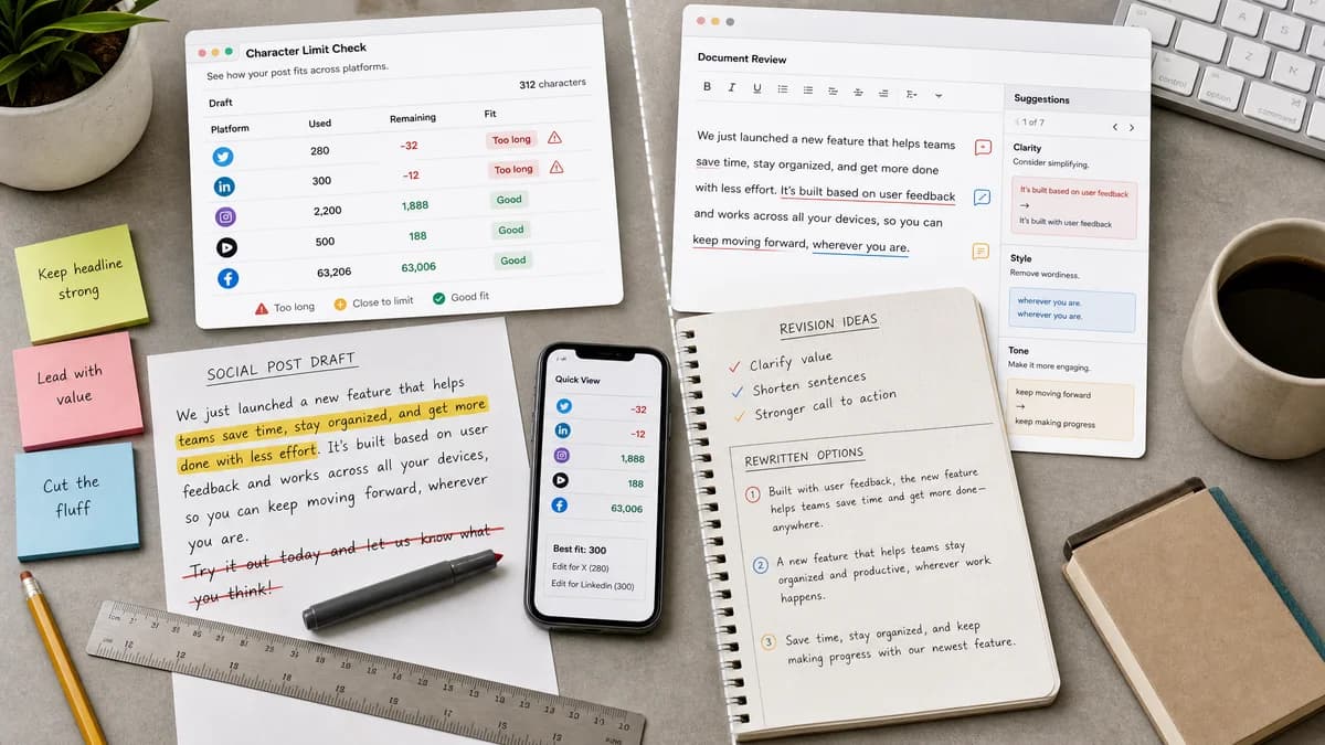 Social Character Limit Checker vs Grammarly comparison detail image