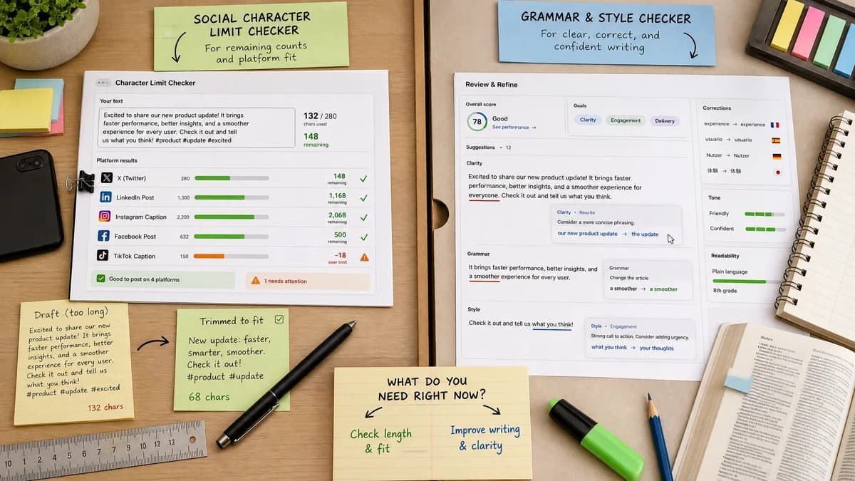 Social Character Limit Checker vs LanguageTool comparison detail image