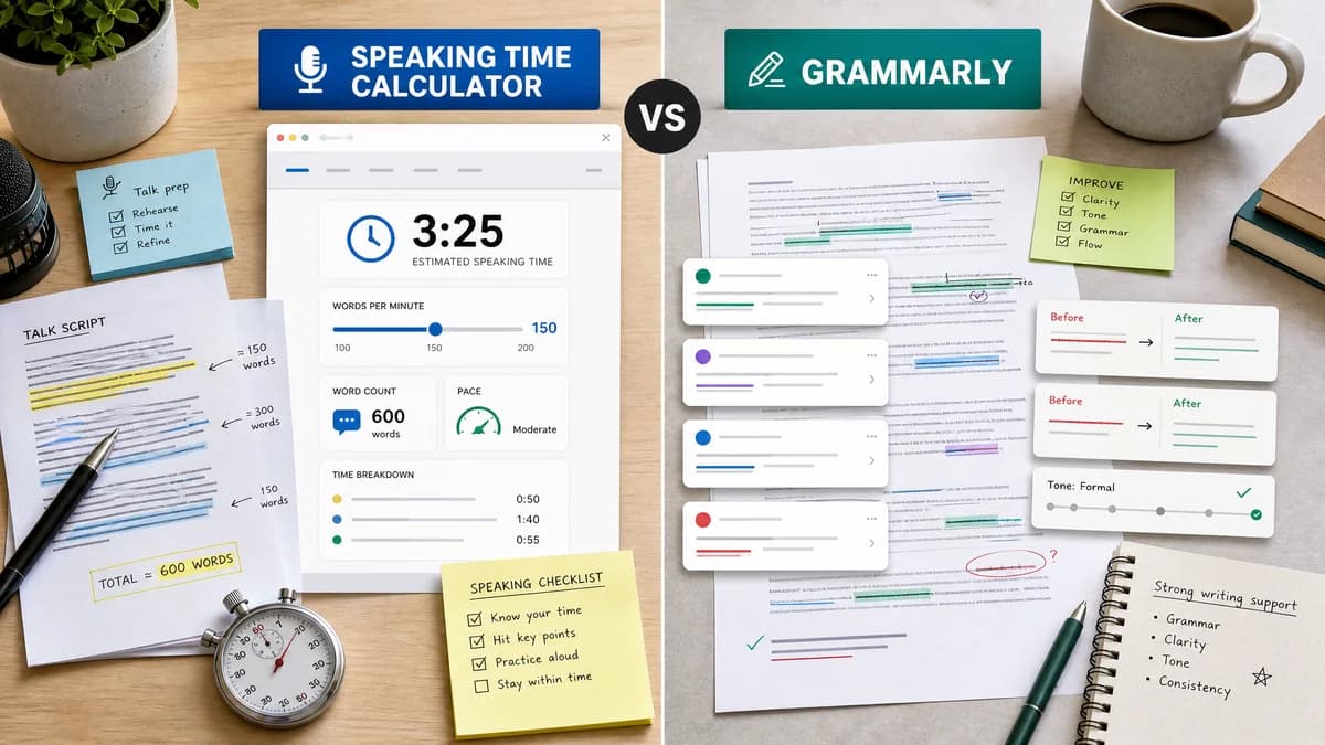 Speaking Time Calculator vs Grammarly comparison detail image