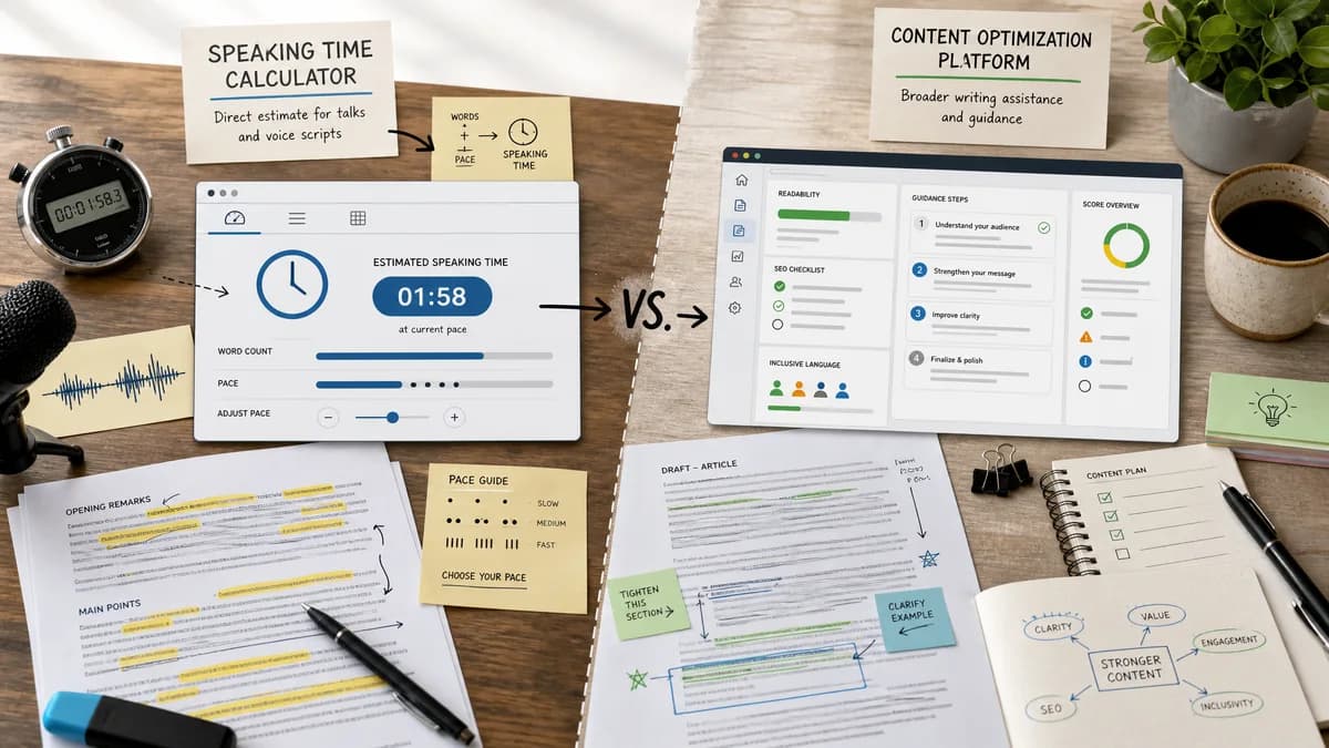 Speaking Time Calculator vs Textmetrics comparison detail image