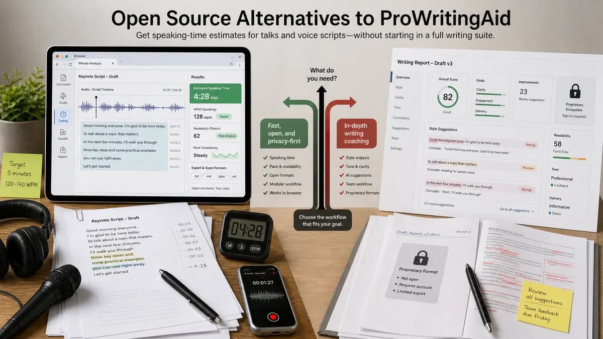 Open Source Alternatives to ProWritingAid detail image for Speaking Time Calculator