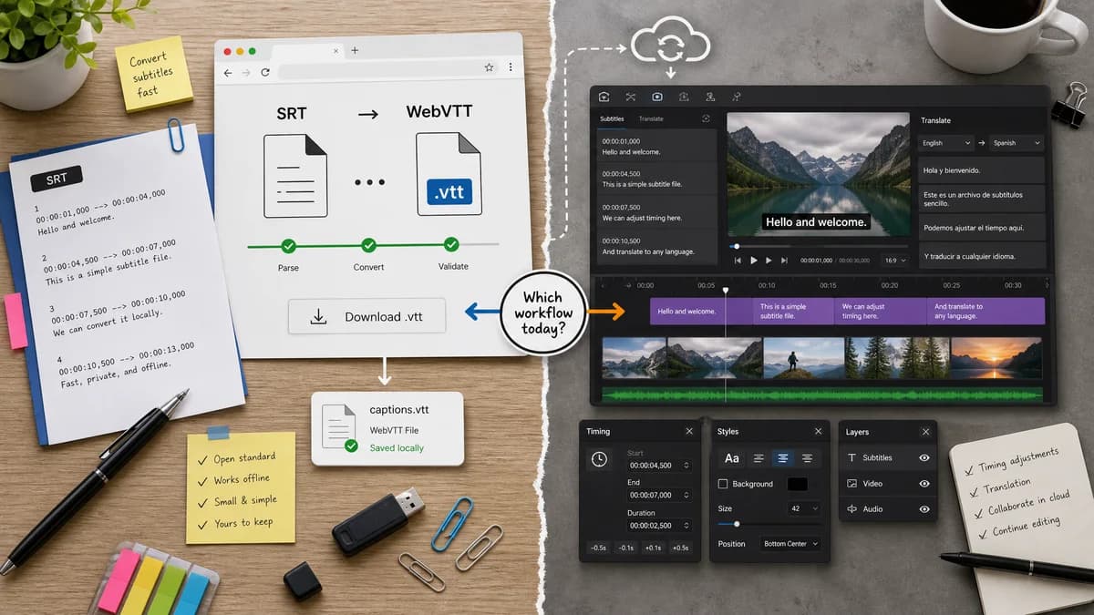 Open Source Alternatives to Flixier visual comparison with SRT to VTT Converter