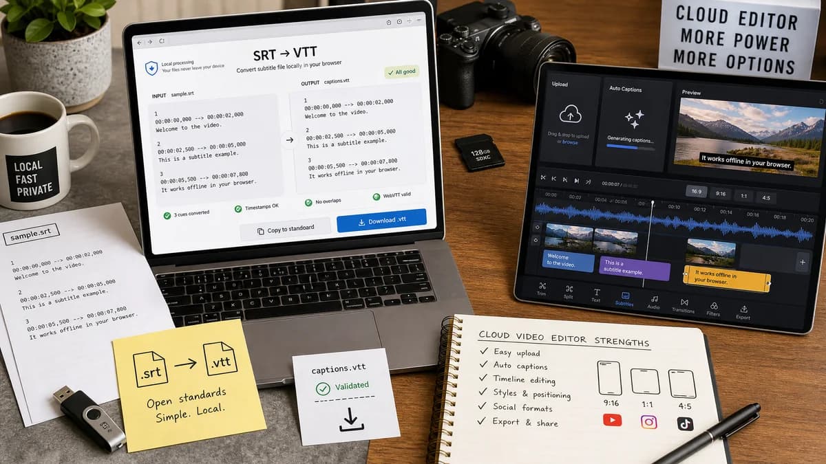 Open Source Alternatives to Kapwing visual comparison with SRT to VTT Converter