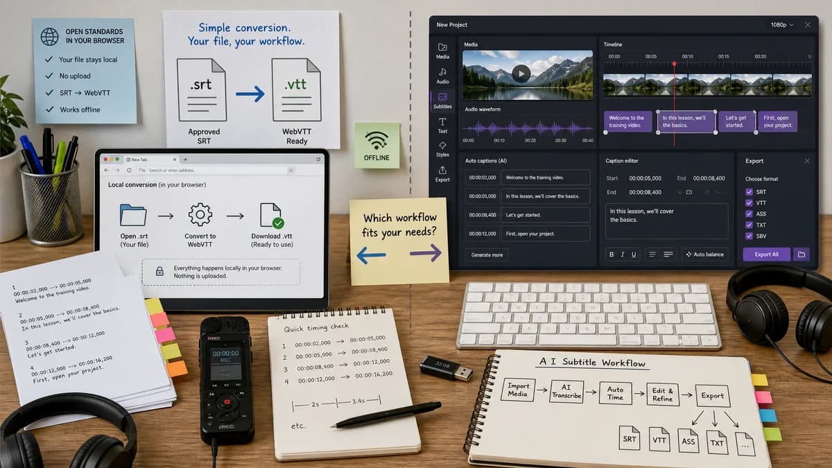 Open Source Alternatives to Sonix visual comparison with SRT to VTT Converter