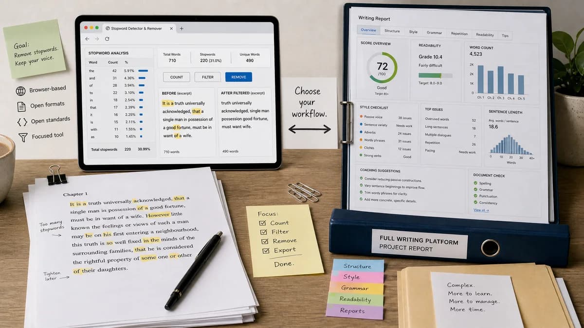 Open Source Alternatives to ProWritingAid detail image for Stopword Detector and Remover