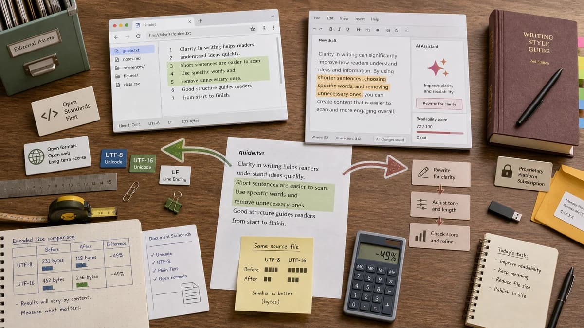 Open Source Alternatives to Hemingway Editor Plus detail image for Text Size by Encoding