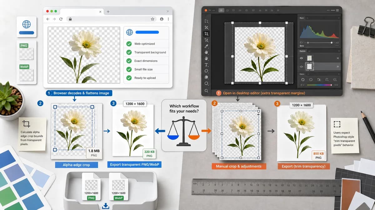 Open Source Alternatives to Affinity Photo visual comparison with Transparent Margin Trimmer