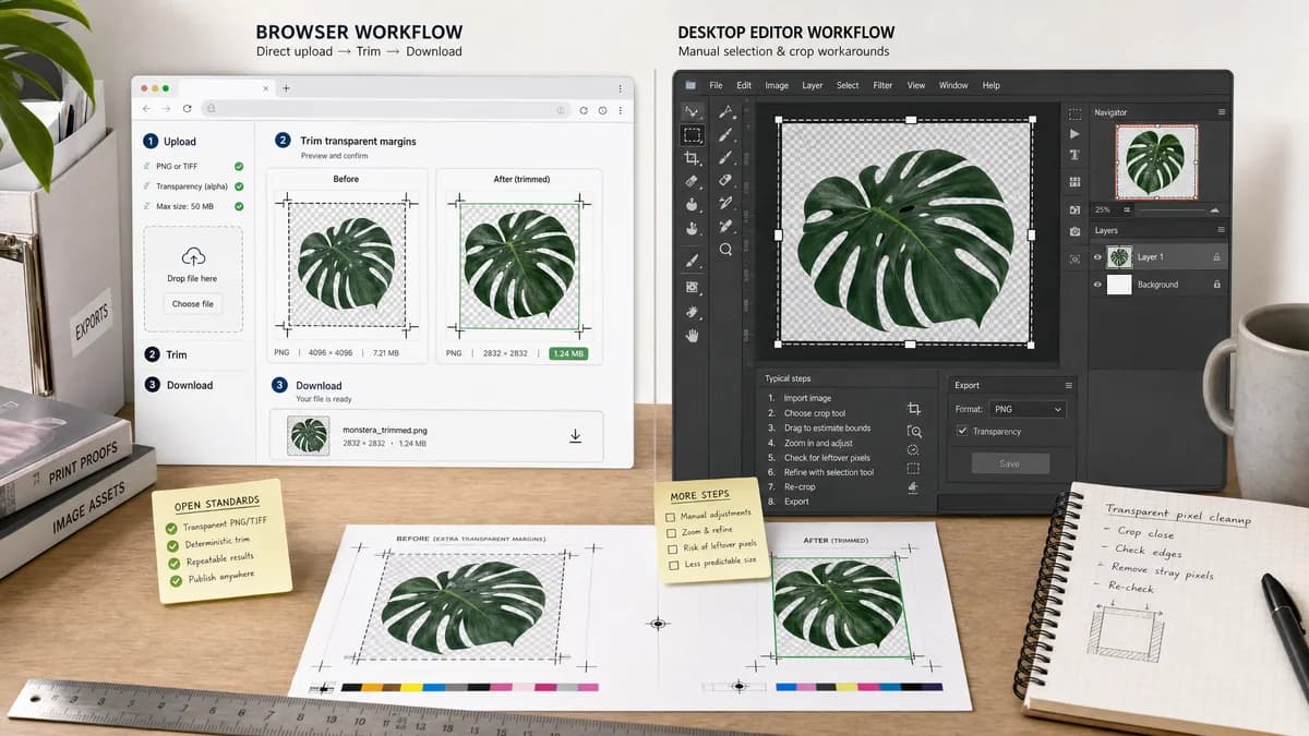 Open Source Alternatives to Photoshop Elements visual comparison with Transparent Margin Trimmer