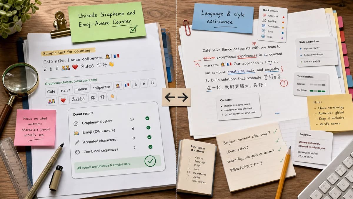 Unicode Grapheme and Emoji-Aware Counter vs LanguageTool comparison detail image