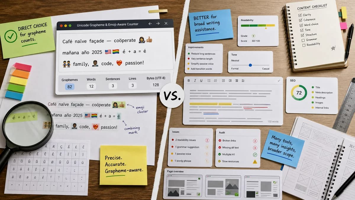 Unicode Grapheme and Emoji-Aware Counter vs Readable comparison detail image