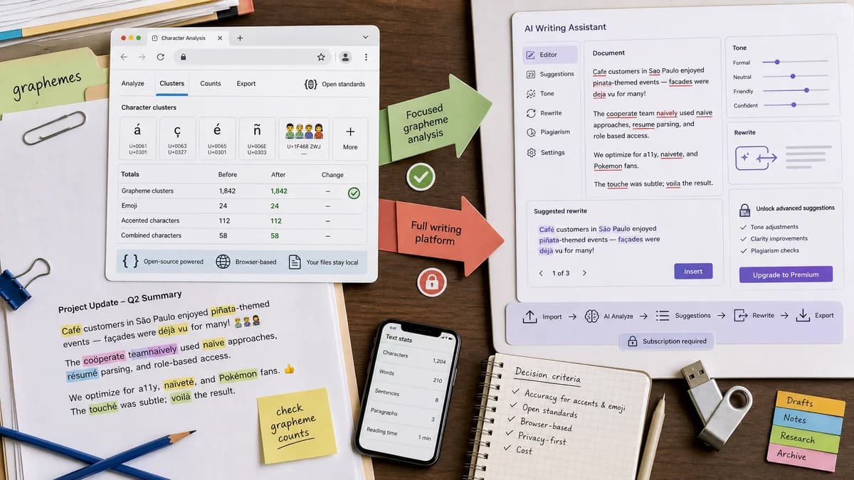 Open Source Alternatives to Grammarly detail image for Unicode Grapheme and Emoji-Aware Counter