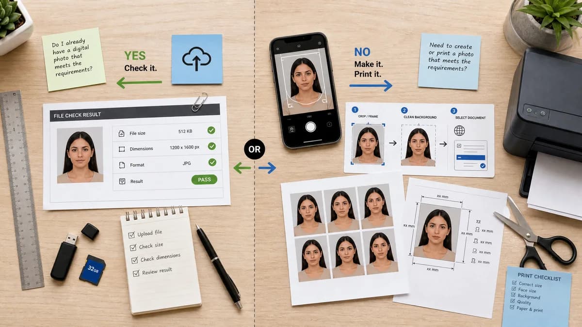 Visa Photo File Size Checker vs 123PassportPhoto US Visa visual comparison of visa photo file size checker workflows