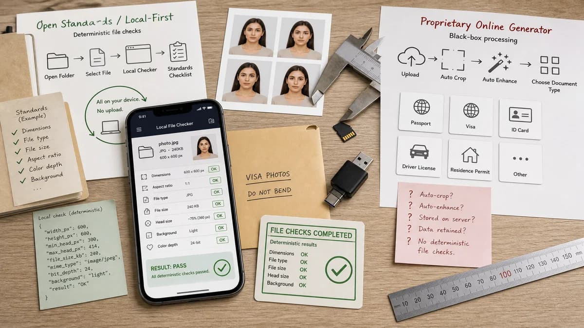 Open Source Alternatives to IDPhoto4You visual comparison with Visa Photo File Size Checker