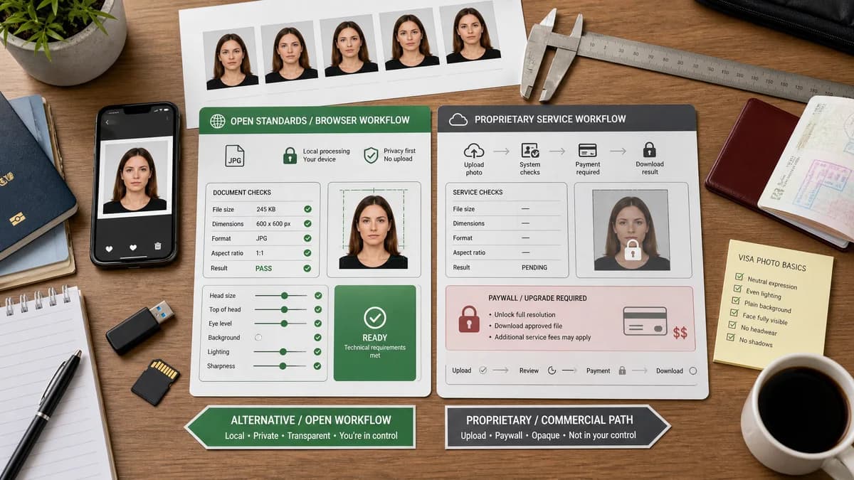Open Source Alternatives to iVisa Photos visual comparison with Visa Photo File Size Checker