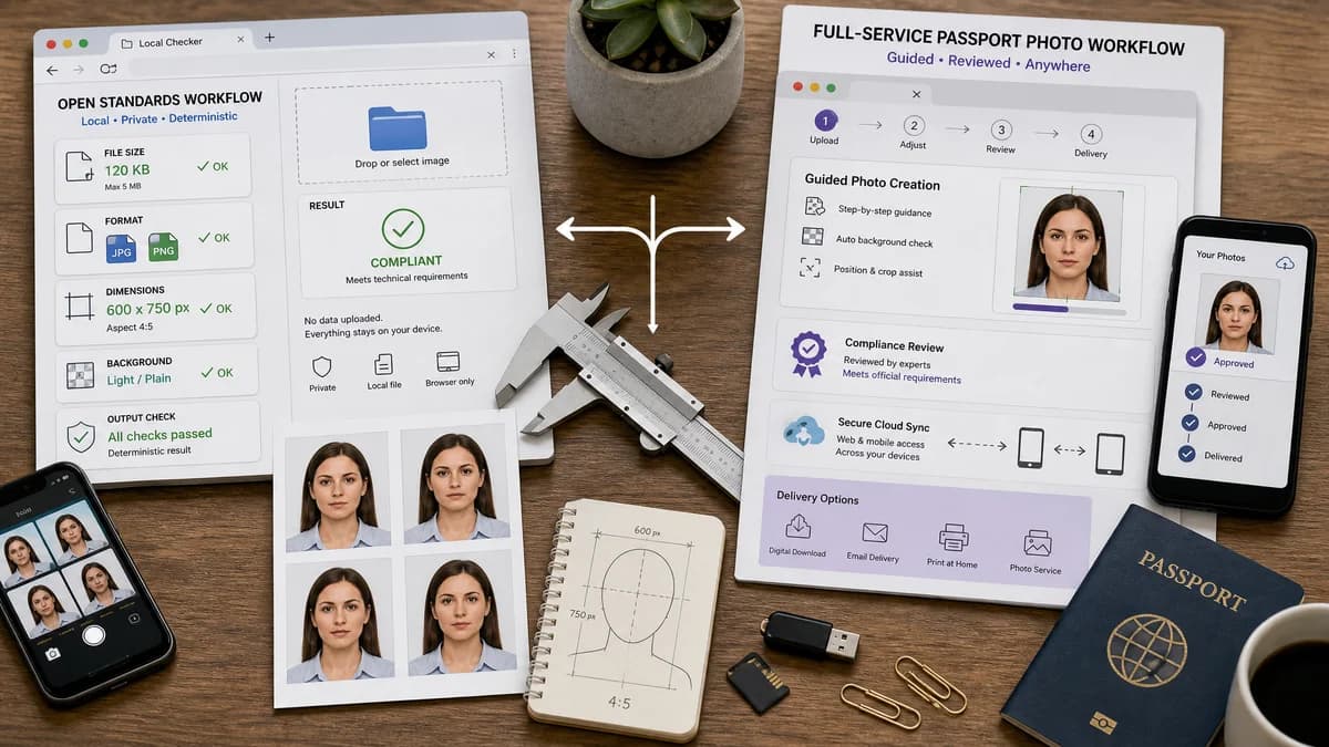 Open Source Alternatives to Passport Photo Online visual comparison with Visa Photo File Size Checker