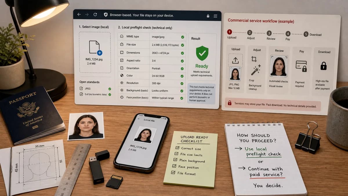 Open Source Alternatives to Visafoto visual comparison with Visa Photo File Size Checker
