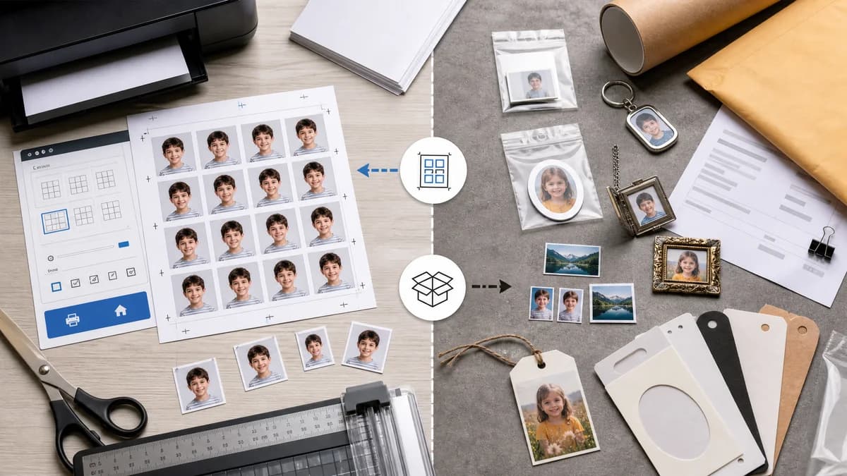 Wallet Photo Sheet Maker vs OddPrints Custom Printing visual comparison of wallet photo sheet maker workflows