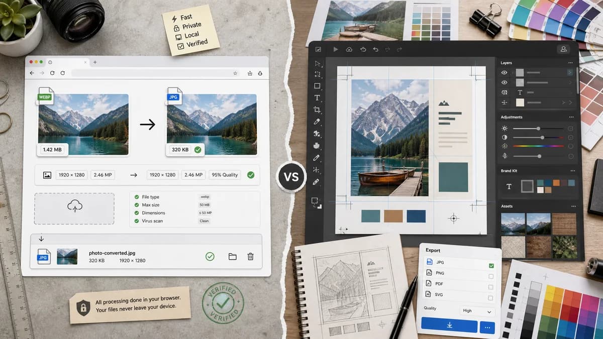 WebP to JPG Converter vs Adobe Express visual comparison of image optimization workflows