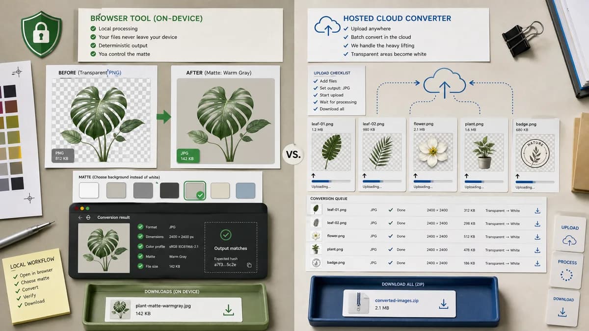WebP to JPG Converter vs Convertio visual comparison of image optimization workflows