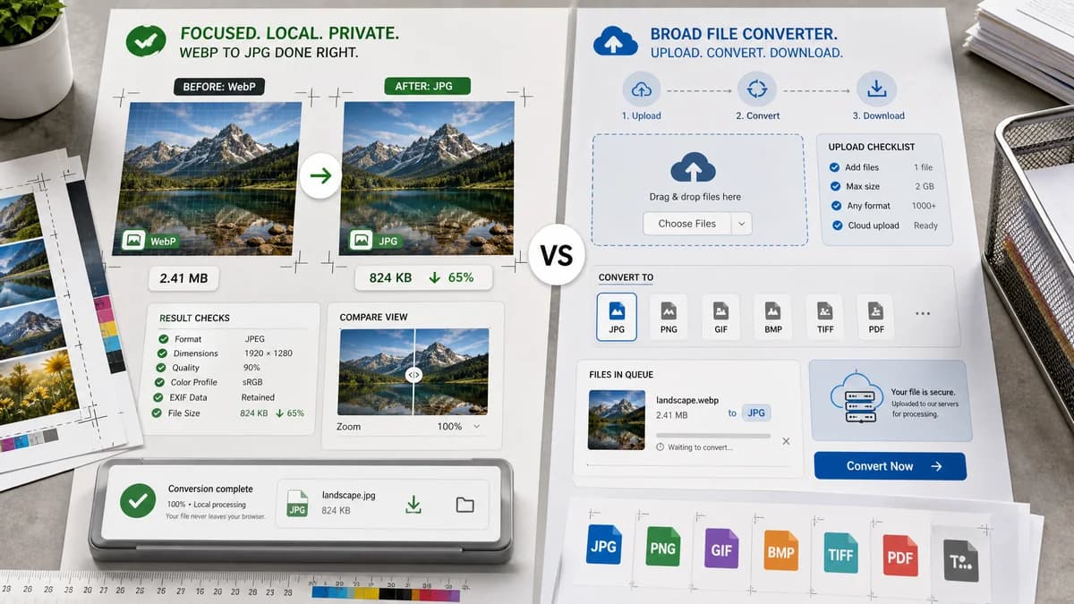 WebP to JPG Converter vs Zamzar visual comparison of image optimization workflows