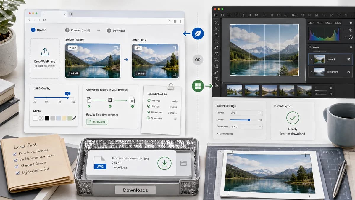 Open Source Alternatives to Adobe Express visual comparison with WebP to JPG Converter