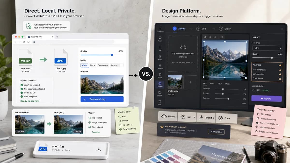 Open Source Alternatives to Canva visual comparison with WebP to JPG Converter