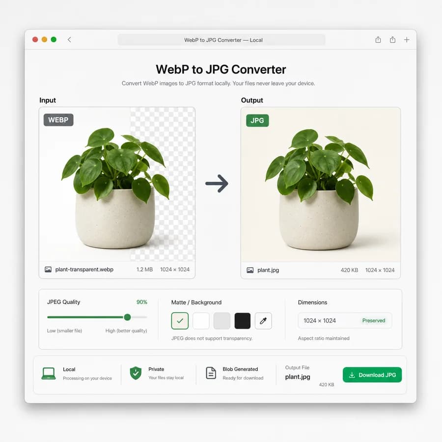 Jpd Image WebP to JPG Converter Online - Convert WebP to JPG and JPEG Locally